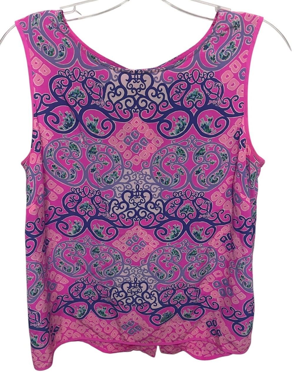 Lilly Pulitzer 100% Silk Pink Multi Print Sleeveless Tank Top - Picture 2 of 6